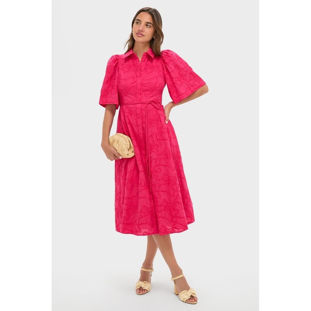NWT Tuckernuck Hyacinth House Pink Cindy Emboriderd Midi Dress (MSRP: $198) M